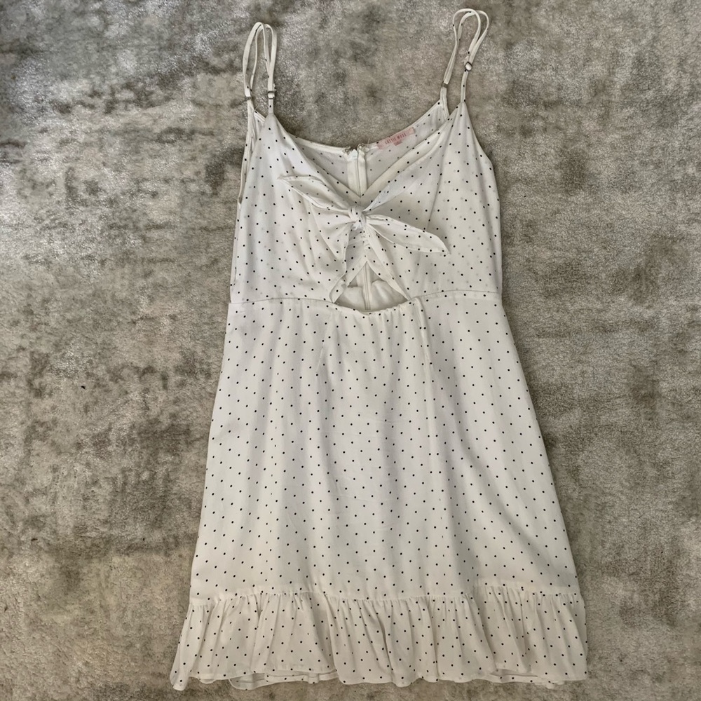 lottie moss/pacsun white w/ black polka dots dress